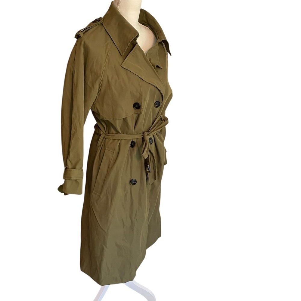 NWT Petal & Pup Olive Green Belted Double Breasted Trench Coat Size XS - Picture 5 of 14